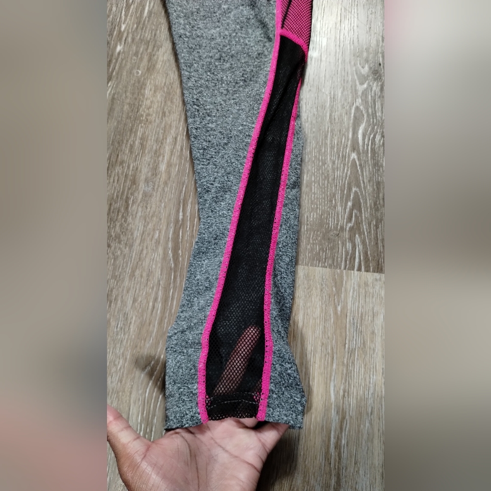 JGX Highwaisted Side Stripe Mesh Yoga athletic Gray & Pink Active Leggings - Picture 8 of 12